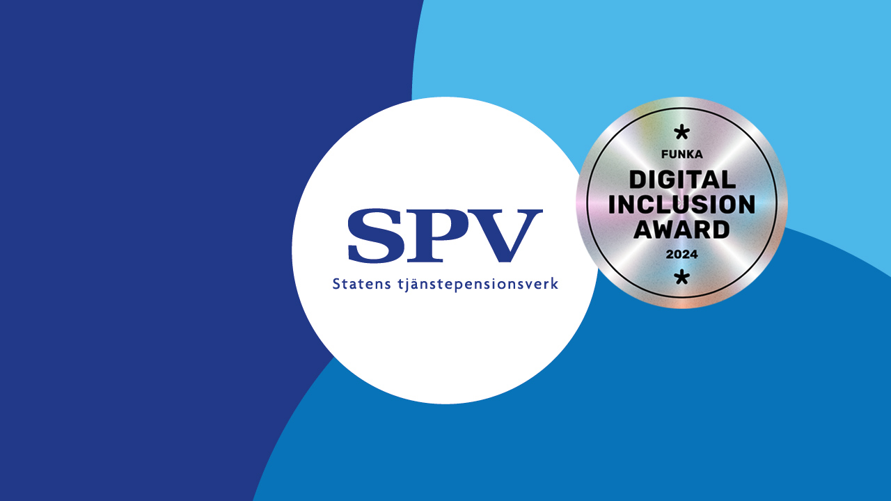 Funkas symbol för Digital Inclusion awards tillsammans med SPV:s logotyp